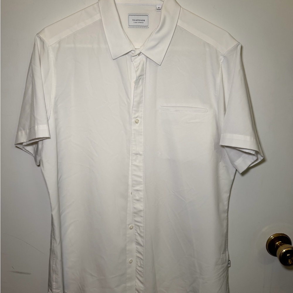 7 Diamonds Men's White Short-Sleeve Button-Down Shirt